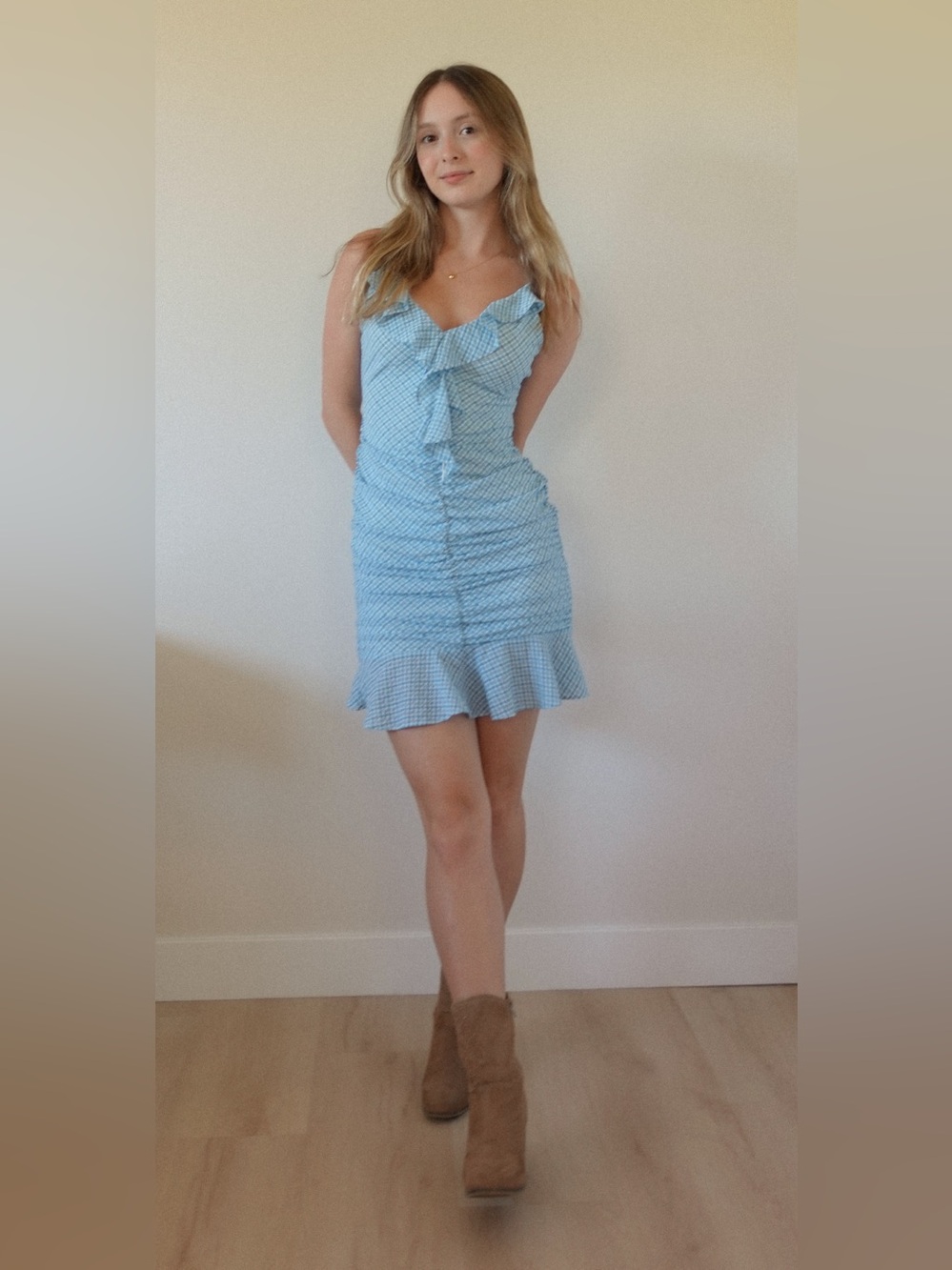 Kimchi Blue Light Blue Ruffle Mini Dress